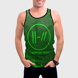 Майка-безрукавка мужская Twenty One Pilots - green gradient, цвет: 3D-черный — фото 2