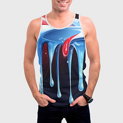 Майка-безрукавка мужская Синие и красные слизи текстура, цвет: 3D-белый — фото 2