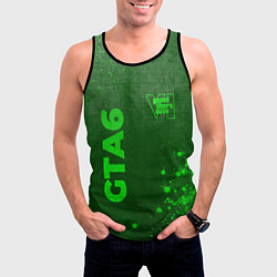 Майка-безрукавка мужская GTA6 - green gradient вертикально, цвет: 3D-черный — фото 2