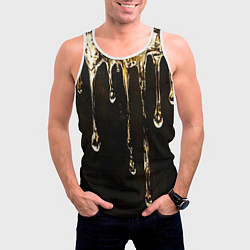 Майка-безрукавка мужская Мед на коричневой текстуре, цвет: 3D-белый — фото 2