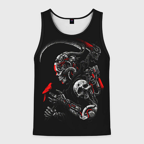 Мужская майка без рукавов Ронин самурай киборг / 3D-Черный – фото 1