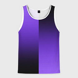 Мужская майка без рукавов Чёрно-сиреневый градиент пополам