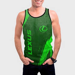 Майка-безрукавка мужская Lexus - green gradient вертикально, цвет: 3D-черный — фото 2