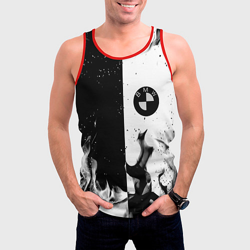 Мужская майка без рукавов BMW black fire / 3D-Красный – фото 3