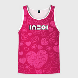 Майка-безрукавка мужская Inzoi лого на розовых сердечках, цвет: 3D-белый