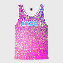 Майка-безрукавка мужская Inzoi лого и розовые блестки, цвет: 3D-белый