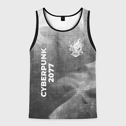 Майка-безрукавка мужская Cyberpunk 2077 - grey gradient вертикально, цвет: 3D-черный