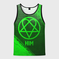 Майка-безрукавка мужская HIM - green gradient, цвет: 3D-черный