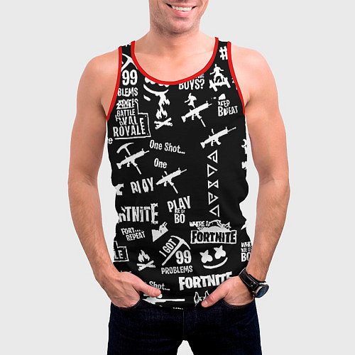 Мужская майка без рукавов Черно белые логотипы игр / 3D-Красный – фото 3