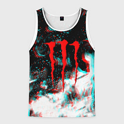 Мужская майка без рукавов Monster energy огонь глитч