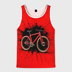 Майка-безрукавка мужская Трековый велосипед на красном, цвет: 3D-белый