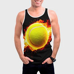 Майка-безрукавка мужская Теннисный мяч в огне, цвет: 3D-белый — фото 2