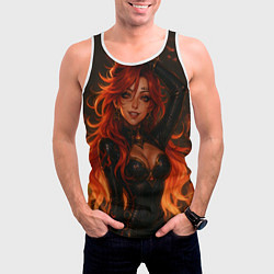 Майка-безрукавка мужская Горячая пиро архонт Мавуика - Genshin Impact, цвет: 3D-белый — фото 2