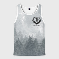 Майка-безрукавка мужская Лес мой храм - медведь русич, цвет: 3D-белый