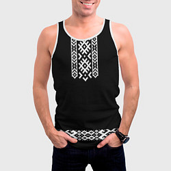 Майка-безрукавка мужская Славянский орнамент и узор на черном - вышиванка р, цвет: 3D-белый — фото 2