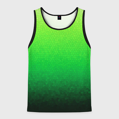 Мужская майка без рукавов Градиент мозаика зелёный в тёмный / 3D-Черный – фото 1