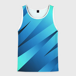 Майка-безрукавка мужская Сине-голубой абстрактные полосы, цвет: 3D-белый