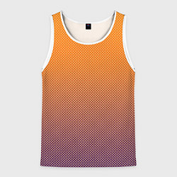 Майка-безрукавка мужская Градиент оранжевый в фиолетовый мелкий ромбик, цвет: 3D-белый
