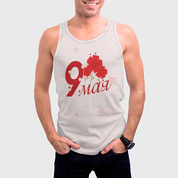 Майка-безрукавка мужская 9 мая гвоздики, цвет: 3D-белый — фото 2