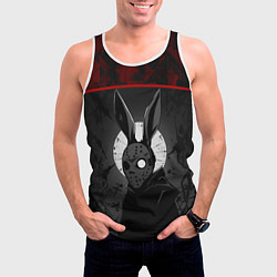 Майка-безрукавка мужская Кролик в хоккейной маске на фоне луны, цвет: 3D-белый — фото 2