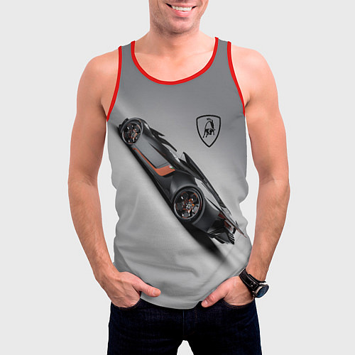 Мужская майка без рукавов Lamborghini - racing car / 3D-Красный – фото 3