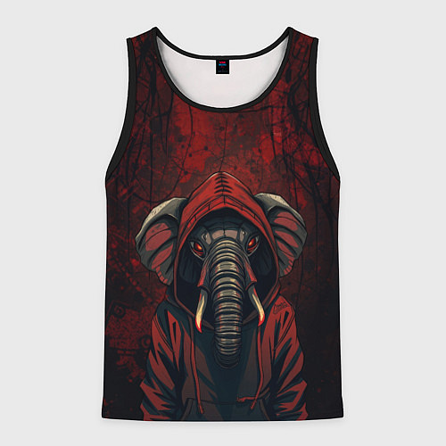 Мужская майка без рукавов Слон в балахоне / 3D-Черный – фото 1