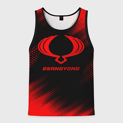 Майка-безрукавка мужская SsangYong - red gradient, цвет: 3D-черный