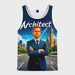 Майка-безрукавка мужская Архитектор и молния, цвет: 3D-белый