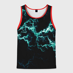 Майка-безрукавка мужская Lightning light blue glow, цвет: 3D-красный