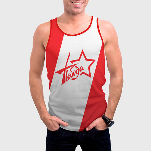 Мужская майка без рукавов Победа 9 мая звезда / 3D-Красный – фото 3