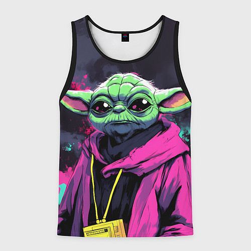 Мужская майка без рукавов Йода в розовом кимоно / 3D-Черный – фото 1