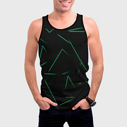 Майка-безрукавка мужская Color light green line, цвет: 3D-черный — фото 2