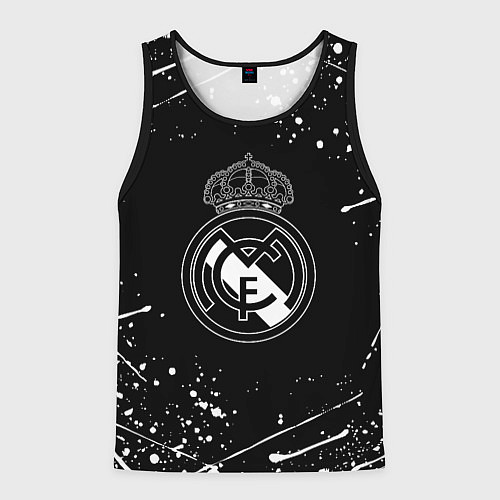 Мужская майка без рукавов Real Madrid белые краски / 3D-Черный – фото 1