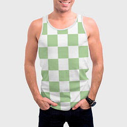 Майка-безрукавка мужская Квадраты зелёные, цвет: 3D-белый — фото 2