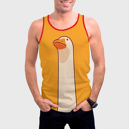 Мужская майка без рукавов Гусь смотрит / 3D-Красный – фото 3