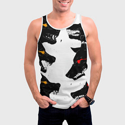 Майка-безрукавка мужская Волки со светящимися глазами, цвет: 3D-белый — фото 2