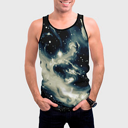Майка-безрукавка мужская Космический абстрактный чёрно-синий, цвет: 3D-черный — фото 2
