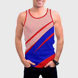 Майка-безрукавка мужская Красно-синий текстурный с полосами, цвет: 3D-красный — фото 2