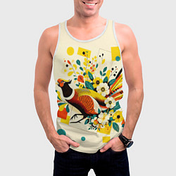 Майка-безрукавка мужская Абстракция фазан, цвет: 3D-белый — фото 2