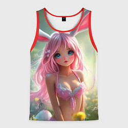 Майка-безрукавка мужская Девушка с ушками зайца, цвет: 3D-красный