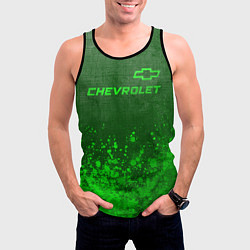 Майка-безрукавка мужская Chevrolet - green gradient посередине, цвет: 3D-черный — фото 2