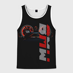 Майка-безрукавка мужская BMW спидометр и надпись, цвет: 3D-белый