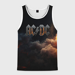Майка-безрукавка мужская ACDC металлический лого, цвет: 3D-белый