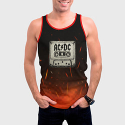 Майка-безрукавка мужская ACDC лого на кассете, цвет: 3D-красный — фото 2