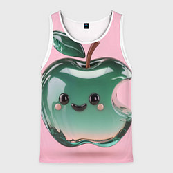 Майка-безрукавка мужская Кавайное яблоко, цвет: 3D-белый