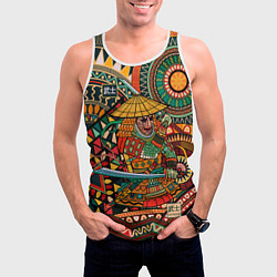 Майка-безрукавка мужская Цветной самурай, цвет: 3D-белый — фото 2