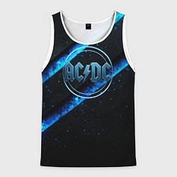Майка-безрукавка мужская ACDC черно-синяя текстура, цвет: 3D-белый