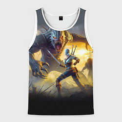 Майка-безрукавка мужская Ciri vs dark monster - Witcher 4, цвет: 3D-белый
