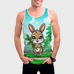 Майка-безрукавка мужская Зайчик с мятой, цвет: 3D-белый — фото 2