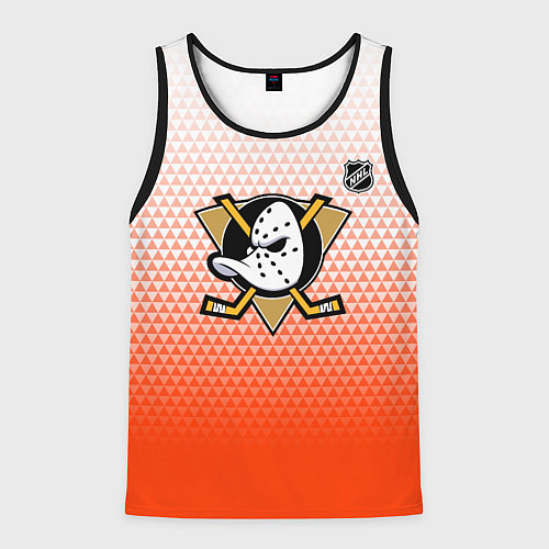 Мужская майка без рукавов Анахайм Дакс - оранжевая геометрия / 3D-Черный – фото 1